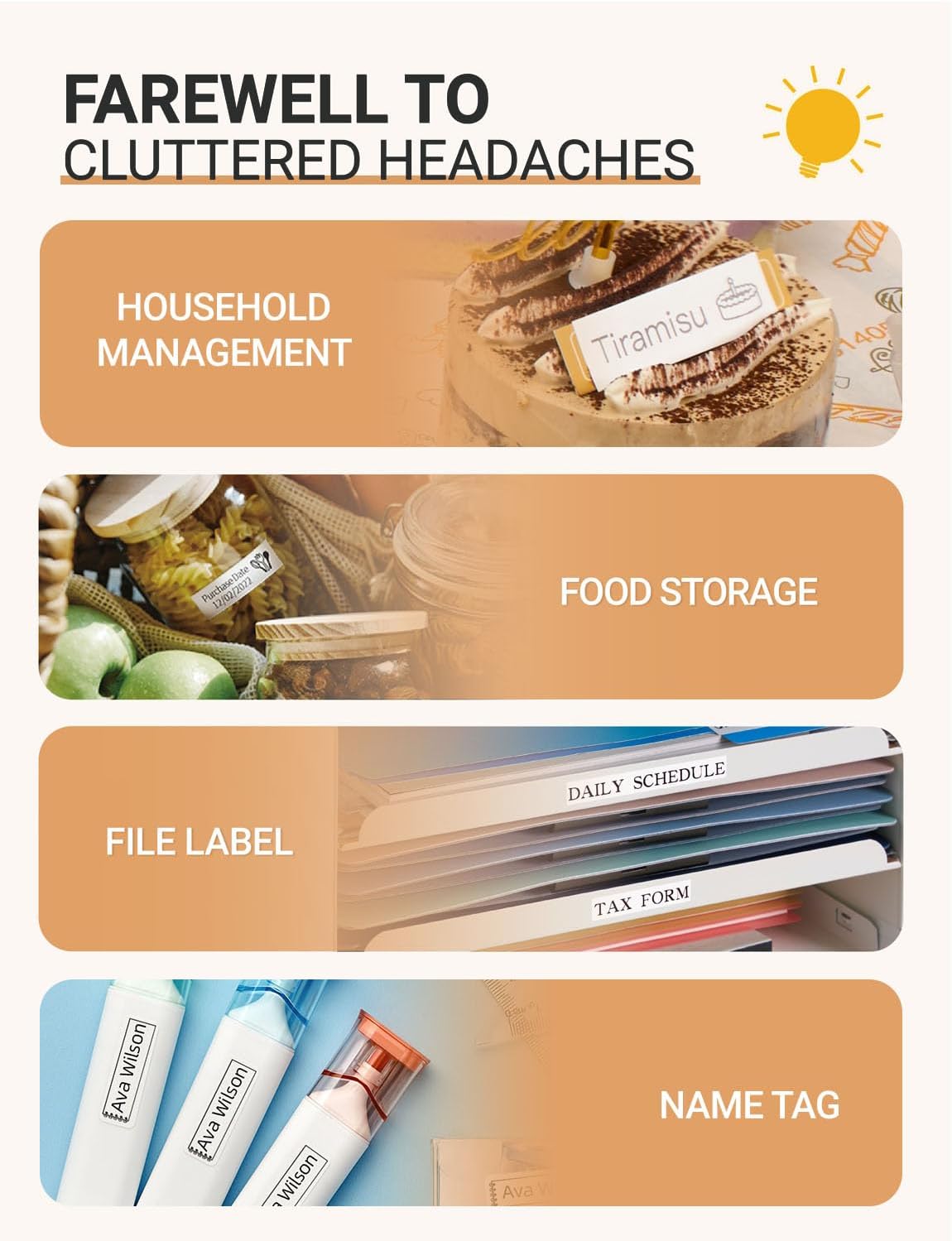 MakeID E1 Q1 Label Maker Tape Refills, 12 x 35mm (0.47" x 1.38') Die-Cut Sticker Thermal Laminated Waterproof Self-Adhesive Multipurpose Labeling Tape Replacement