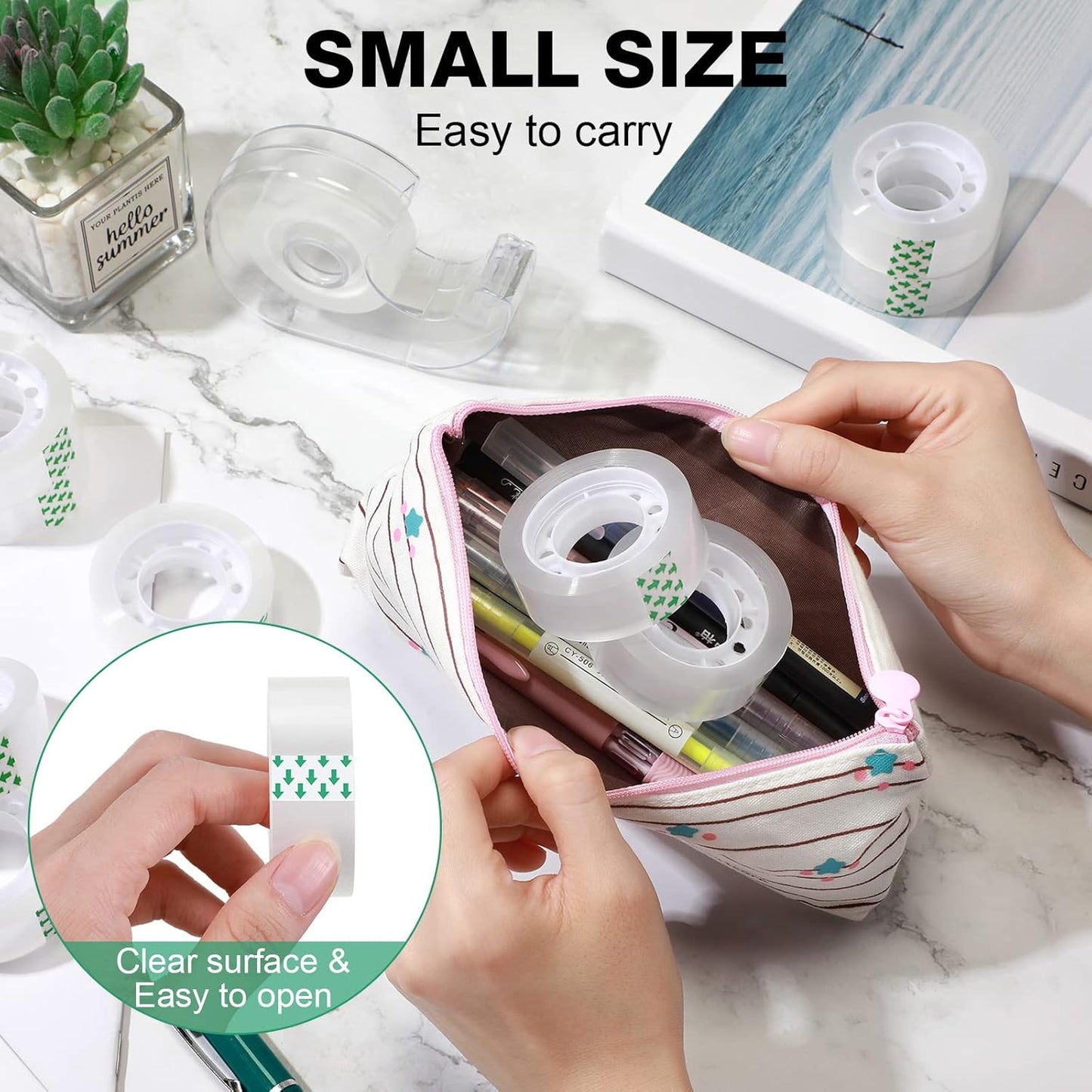 Pasimy 96 Rolls Clear Tape Bulk Strong Sticky Transparent Tape Refills for Dispenser, Office, Home, School, Wall, Carpet, 3/4 x 1000 Inches(Green)