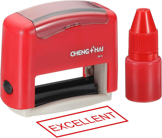 YOKIVE Excellent Self Inking Rubber Stamp, Office Ink Business Stamp for Office Documents, Paperwork, Warehouse, Label (Red)
