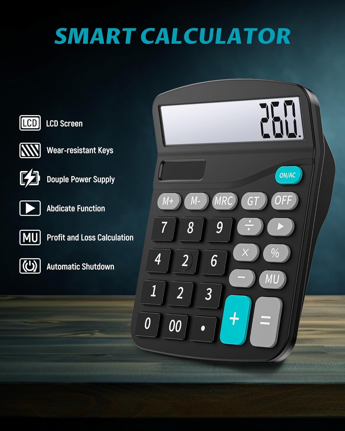 Lichamp Desk Calculators with Big Buttons and Large Display, Office Desktop Calculator Basic 12 Digit with Solar Power and AA Battery (Included), 10 Bulk Pack
