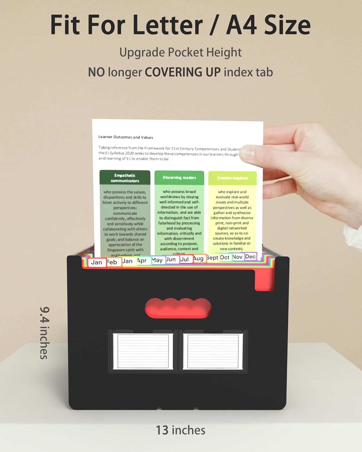 2 Pack Expanding File Folder, 24 Pocket Accordian File Organizer A4 Letter Size Portable Document Organizer with Colored Tabs, Expandable Desktop Accordion Folder