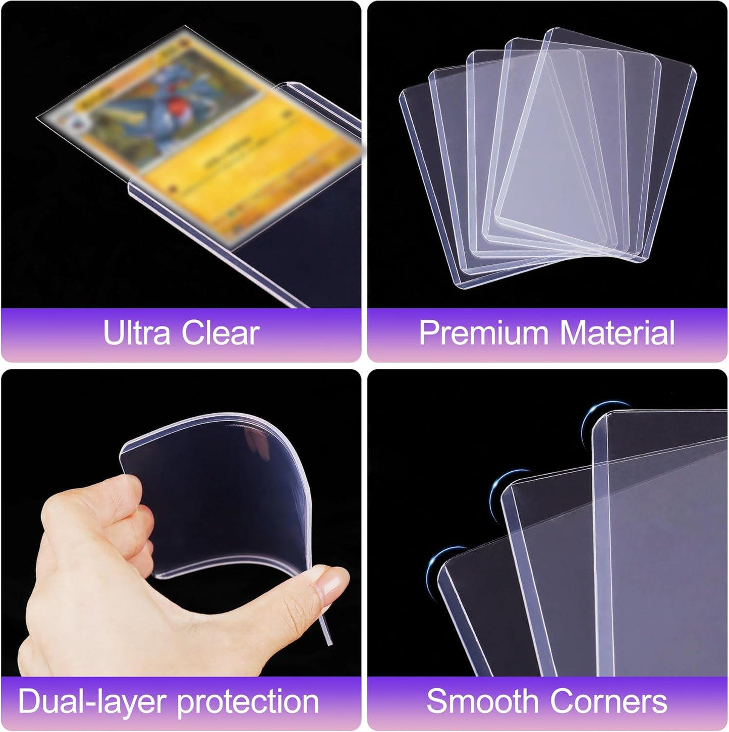 2000 Packs Card Sleeves Top Loaders for Cards,3"X4" Baseball Card Protectors Toploaders,Hard Plastic Card Holder for Trading Sports Football Game Cards (1000 Hard Sleeves+1000 Penny Sleeves)