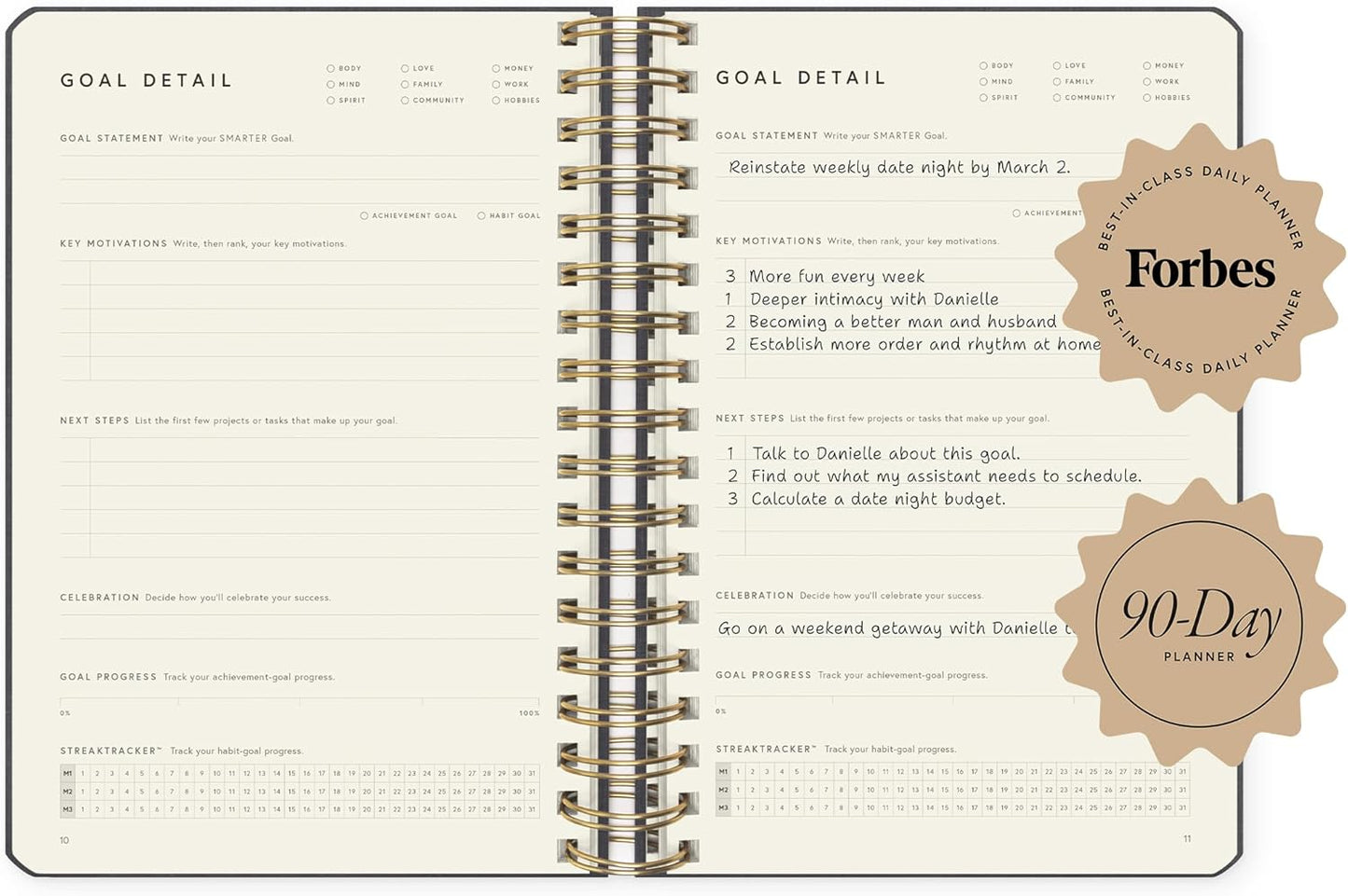 Full Focus Leather Coil Planner by Michael Hyatt - The #1 Daily Planner to Set Annual Goals, Increase Focus, Eliminate Overwhelm, and Achieve Your Biggest Goals - Hardcover (Navy Blue)