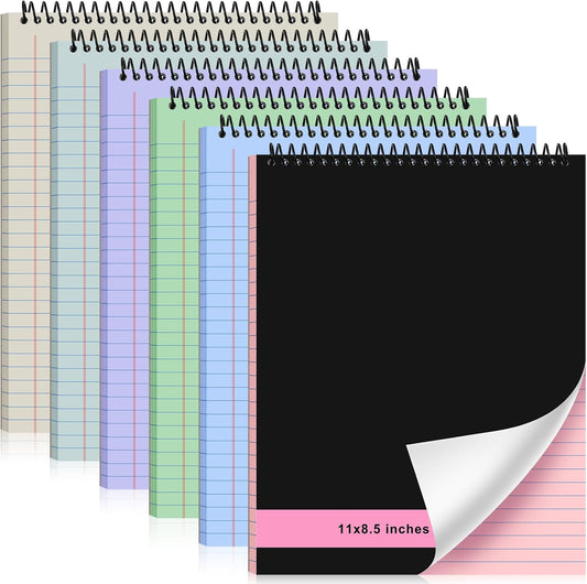 Resurhang 6 Pcs Legal Pad Top Spiral Bound Notebook 70 Sheets Wirebound Notepad Double Sided Ruled Memo Steno Pad with Stiff Back Cover for Business(8.5 x 11 Inches,No Holes,Morandi Color)