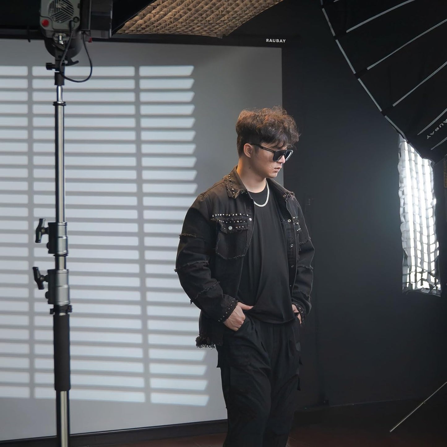 RAUBAY Motorized Pull Down White Screen Backdrop - 78.7" x 86.6" Collapsible Wall-Mount Background for Professional Video Production, Photography Studio, Video Conferencing and YouTube, TikTok Creator