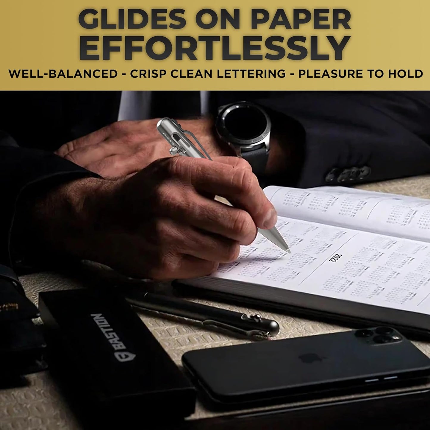 BASTION® Luxury Bolt Action Pen, Durable Professional Ballpoint Pen with Fine Tip, EDC Pen Ink Refillable Pen - 100% Titanium