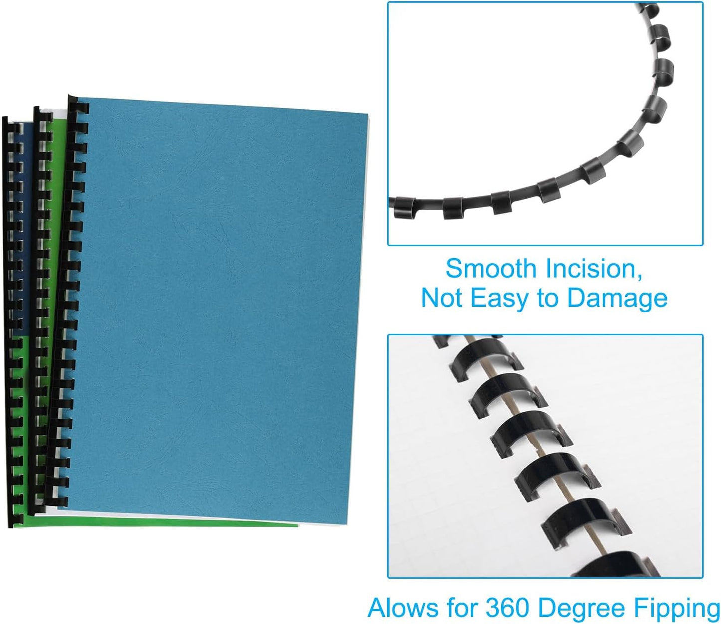 PATIKIL 20mm (3/4") Plastic Binding Combs, 100 Pcs 21 Rings Comb Binding Spines 150 Sheet Capacity Letter Size for Binding Paper Sheets Notebook Calendar Picture Album, Black