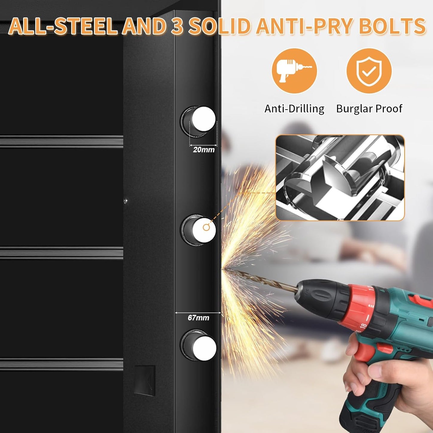 3.3 Cubic Feet Large Safes for Home Use Fire and Water Proof, Anti-Theft Digital Security Safe Box With Programmable Keypad & Spare Keys, Home Safes Water and Fireproof for Documents Money Valuables