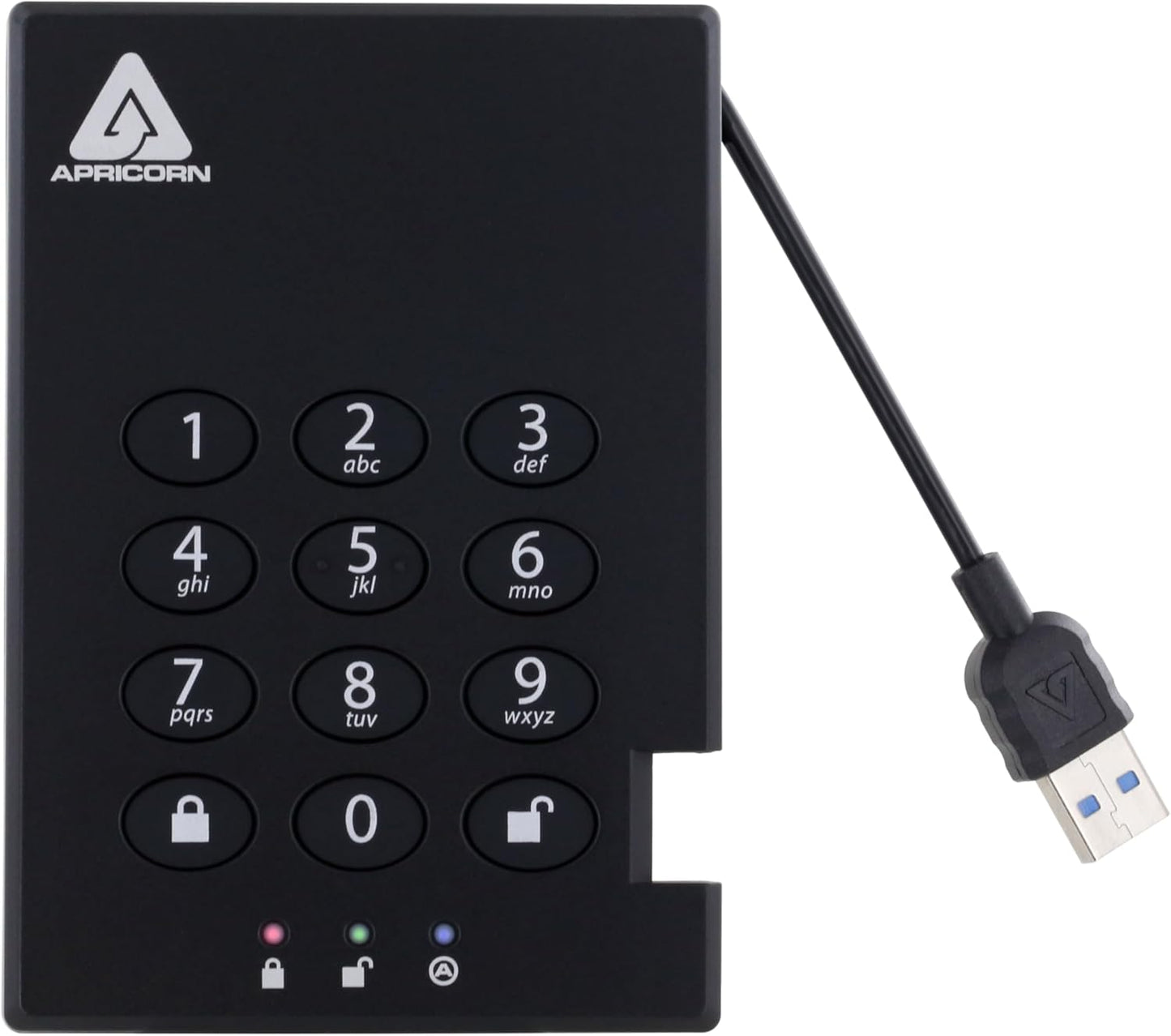 Apricorn 500GB Aegis Padlock USB 3.0 256-bit AES XTS Hardware Encrypted Portable External Hard Drive (A25-3PL256-500)