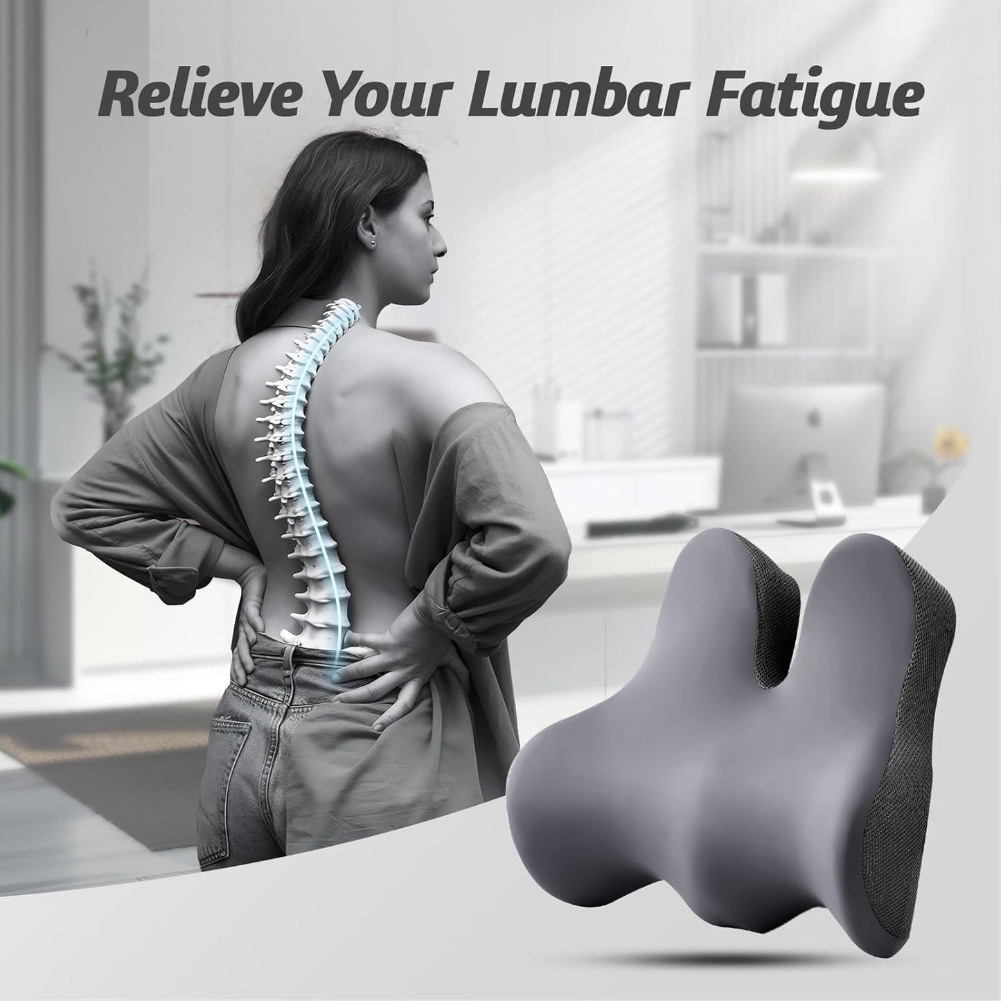 Seat Cushion for Tailbone Pain Relief X-Large,Ergonomic Office Chair Cushion for Butt Hip Lower Back & Sciatica Pain Relief Pillow,Pressure Relief Seat Cushion for Long Sitting,Office & Car (Black)