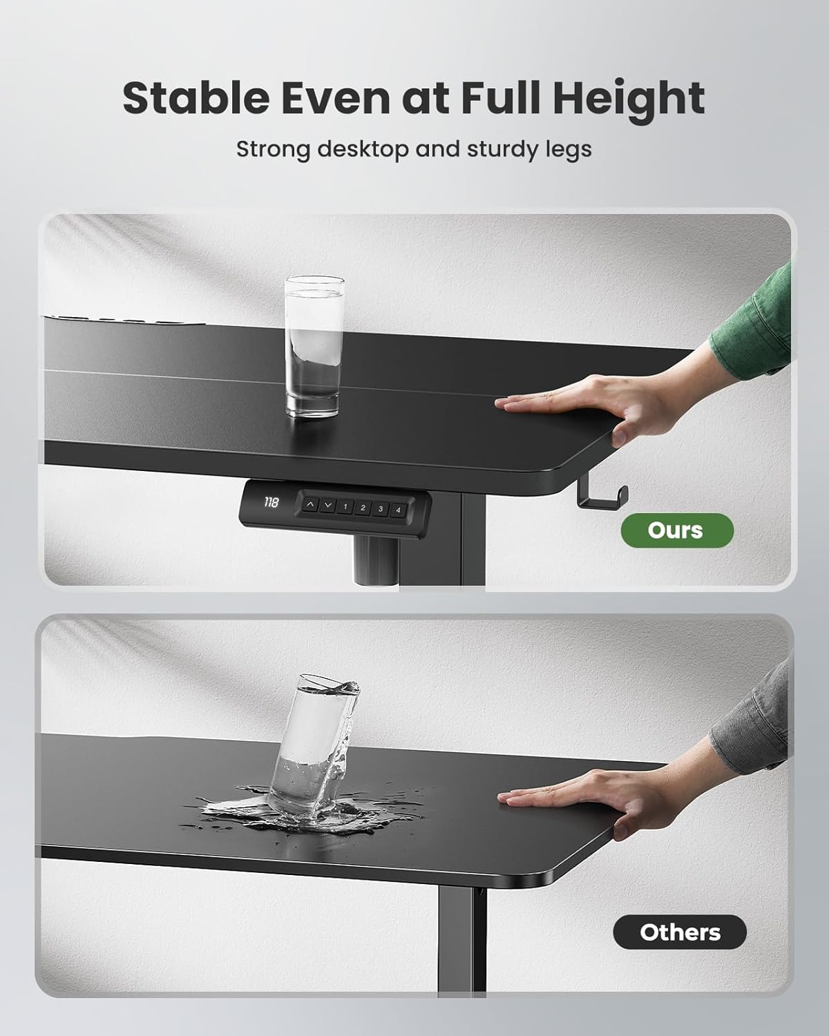 Marsail Standing Desk Adjustable Height Stand up Home Office Desk,‎ 48x24 Inch Electric Standing Computer Desk, with 4 Memory Presets, Headphone Hook, Cable Organizer, Black