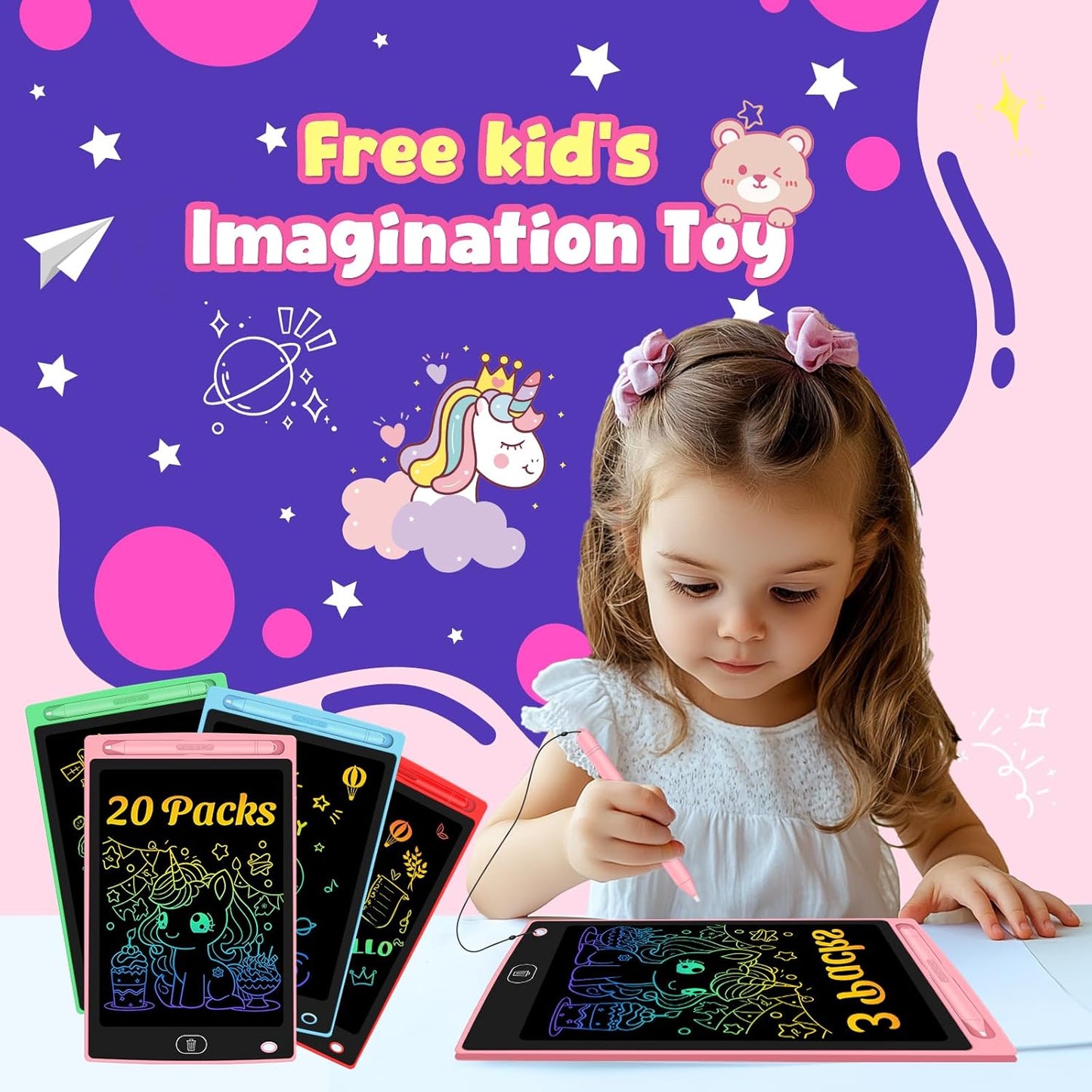 32 Pack LCD Writing Tablet for Kids - Erasable and Reusable Toddler Doodle Board in 8.5 inch, Ideal Drawing Pad for Learning Toy for Ages 3-8, Gift for Girls Boys