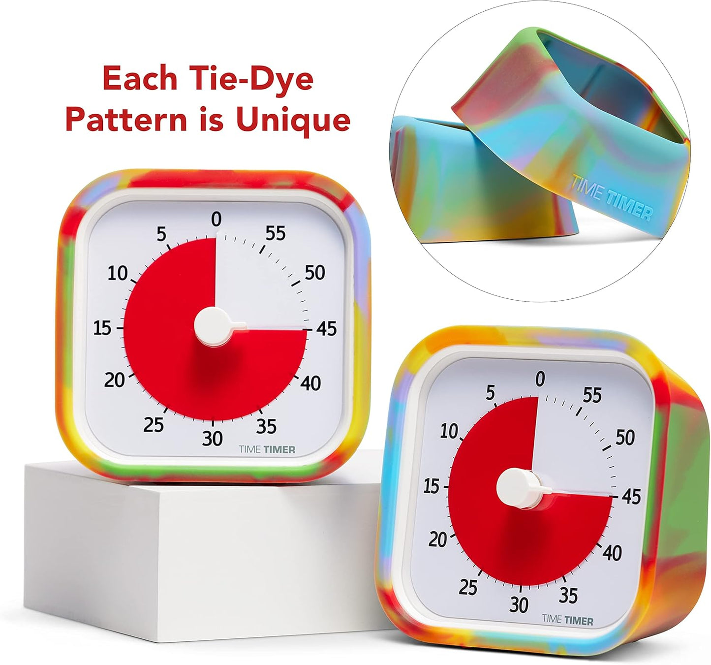 Time Timer MOD Tie Dye ⁠— Special Edition ⁠⁠— Visual Timer for Kids Classroom Learning, Elementary Teachers Desk Clock, Homeschool Study Tool and Office Meetings with Silent Operation (Tie Dye)