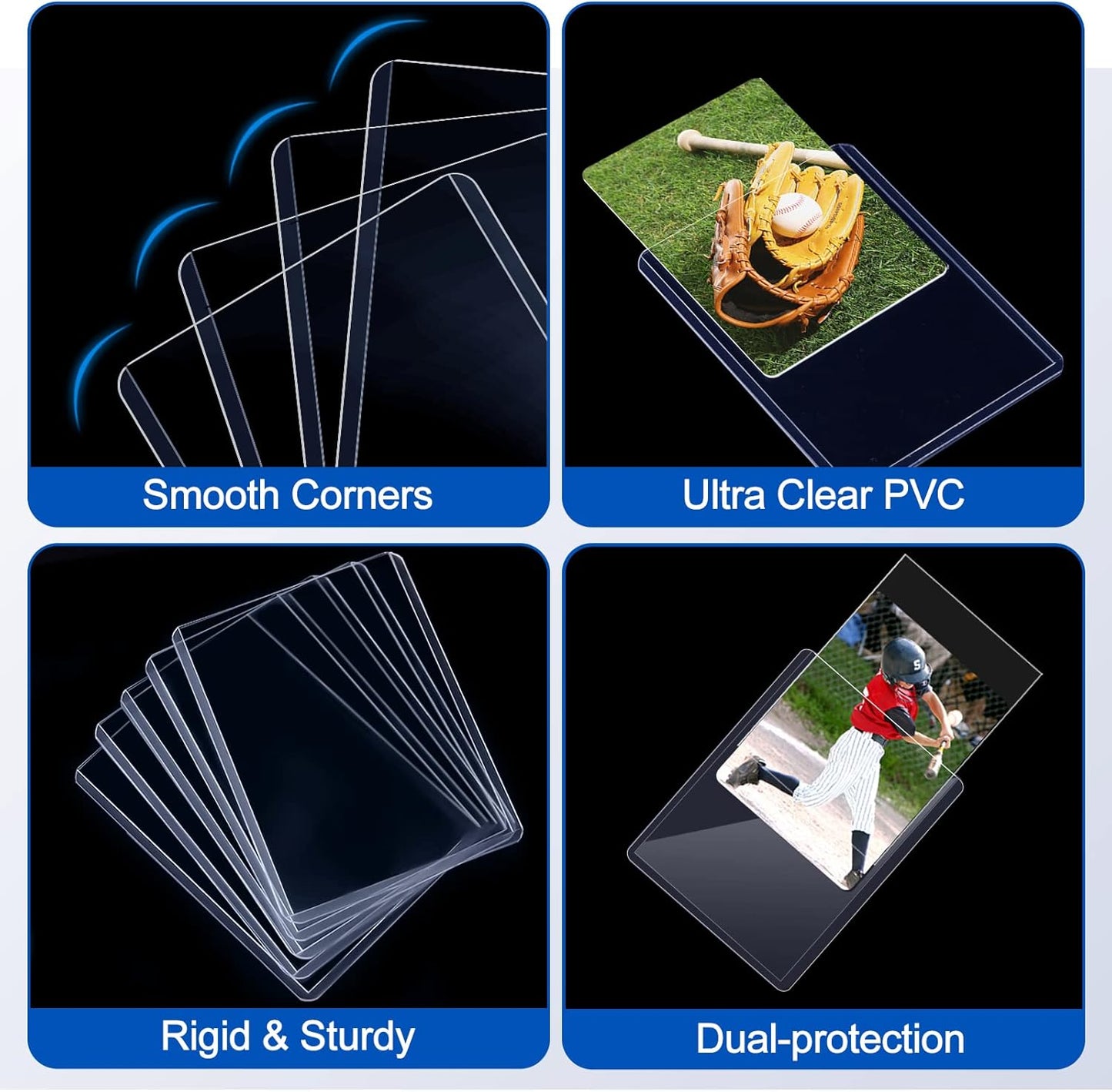 48 Count Topload Card Holder, Sooez 35PT Topload Card Protector, 3" x 4" Hard Plastic Card Sleeves, Baseball Card Protector, Rigid Toploading Card Case for Collectible Trading Sports Cards