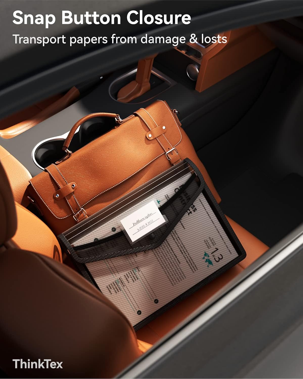 ThinkTex Plastic Expanding File Folder, Transparent envelopes with Snap Closure, No Dividers, Large Capacity, Fit Letter/A4 Size - 5 Packs