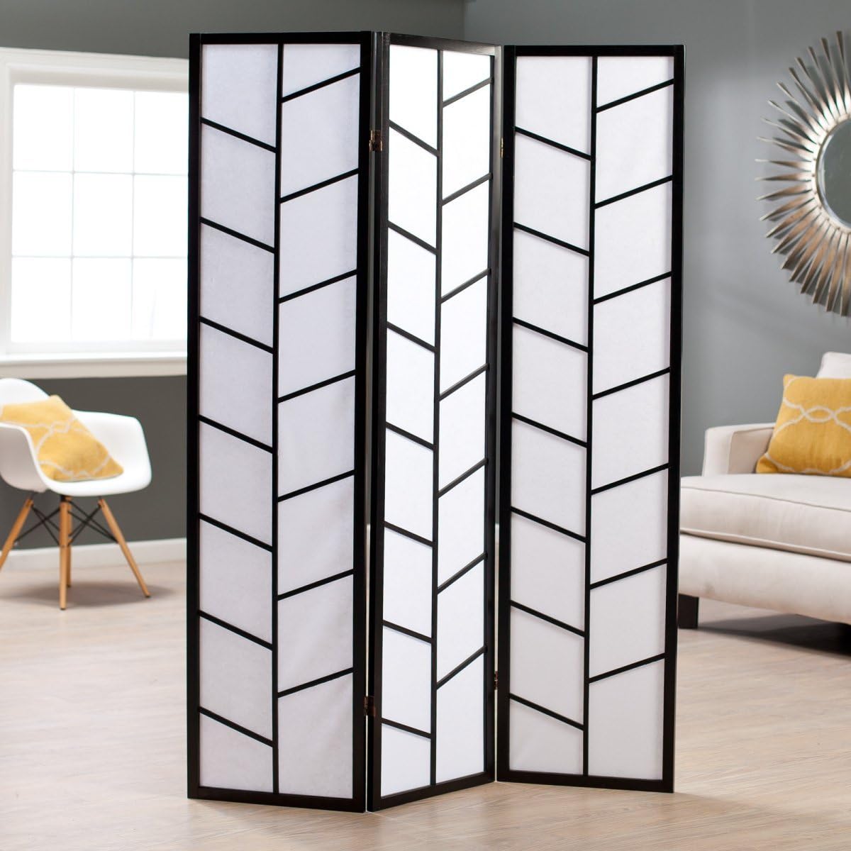 NicBex Room Divider 3 Panel Room Dividers with Heavy-Duty Rice Paper Partition Room Dividers and Folding Privacy Screens Wall Divider for Home, Office, Room Separation,51" W x 2" D x 71" H, Black