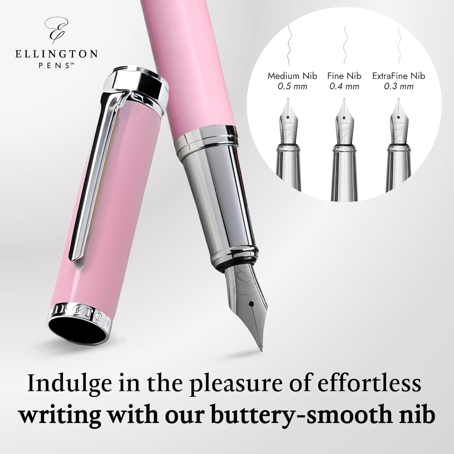 Luxury Fountain Pen Set- Fountain Pens for Writing - Smooth Extra Fine Nib - Includes Refillable Ink Converter, 3 Ink Cartridges [Black & Blue], Gift Box - Elegant Calligraphy