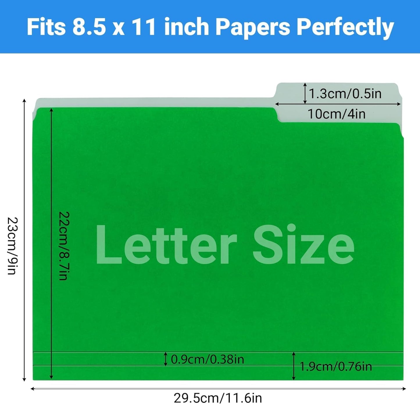 Letter Size File Folders – 1/3-Cut Tab, Durable Colored File Folders for Home, Office, and School Organization, 50-Pack