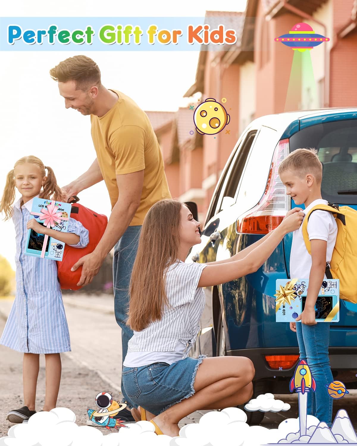 FLUESTON LCD Writing Tablet, Doodle Board Toys Gifts for 3-8 Year Old Girls Boys, 10 Inch Colorful Electronic Board Drawing Pad for Kids, Gifts for Toddler Educational Learning Travel Birthday, Blue