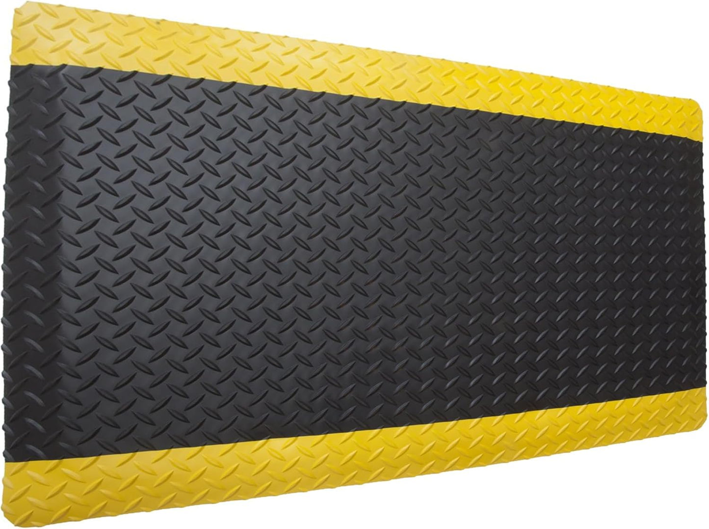 Rhino Mats, American Classic Diamond Anti-Fatigue Mats, Industrial Ergonomic Comfort Standing Mat for Work, Home, Garage, Office, Kitchen or Anywhere (Black/Yellow 1" Thick, 3 FT. x 15 FT.)