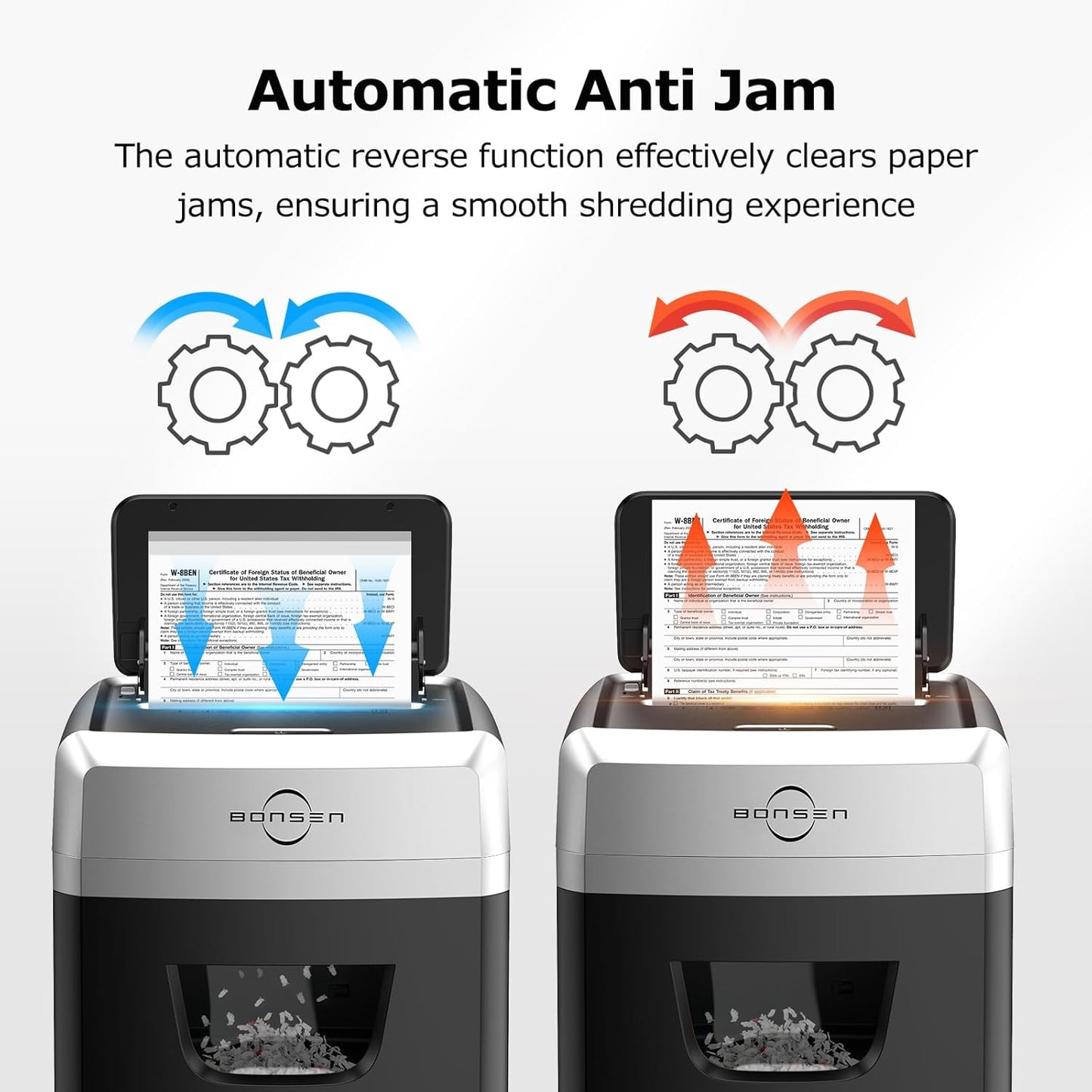 BONSEN 150-Sheet Autofeed Paper Shredder for Office, 60 Mins Heavy Duty Micro-Cut Shredders for Home Office Use, P-4 High Security Commercial Document Shredder with 6 Gal Large Capacity Bin (S3114)