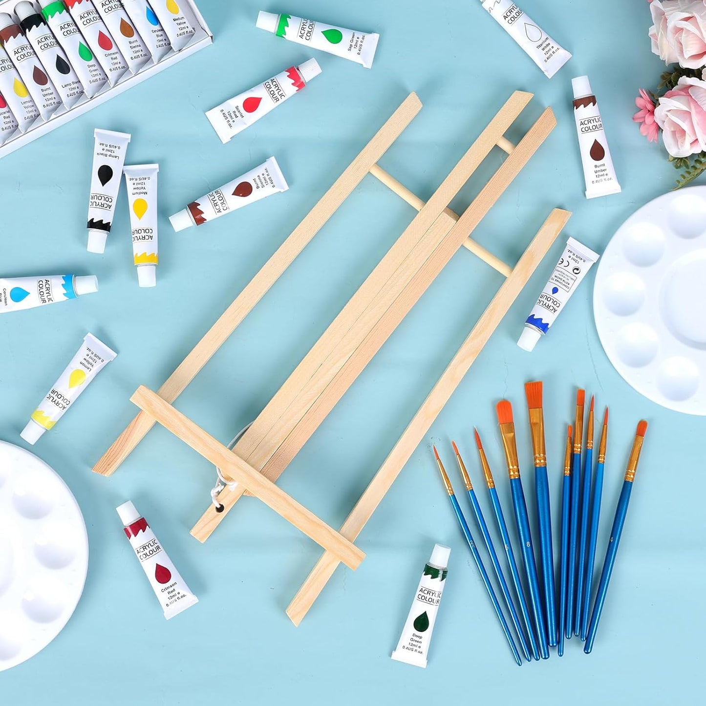 ESRICH 12Pack16in Tabletop Easel,Tabletop Easel for Painting Party, Wooden Tabletop Display Easels,Painting Easel for Displaying Canvases, Photos, Display Tripod Holder Stand for Students Kids