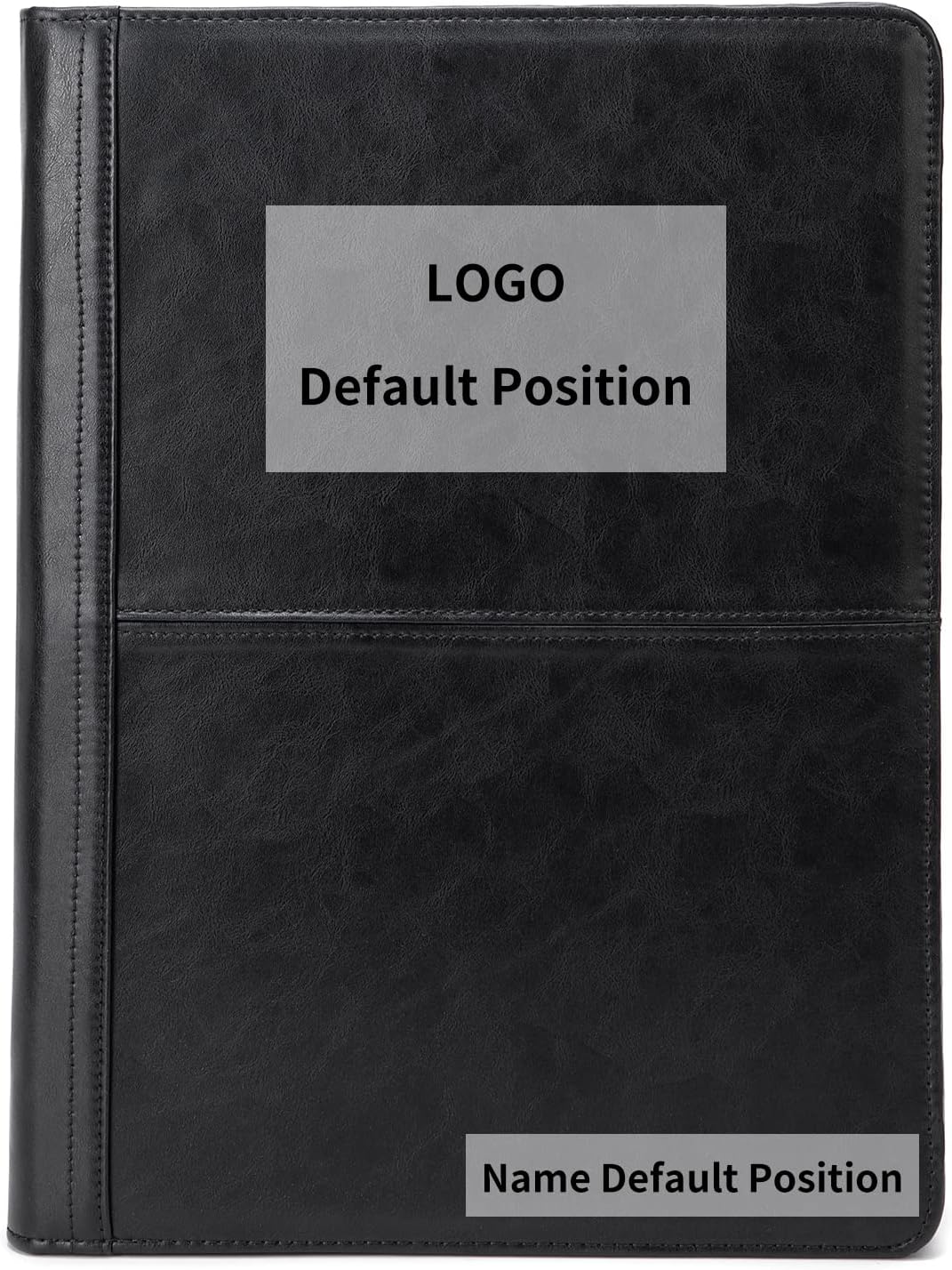 Personalized Leather Portfolio with 3 Ring Binder, Vegan Leather Padfolio Zippered, A4 Notebook Holder Customized Business Folder Organizer Gift for Men and Women, Black