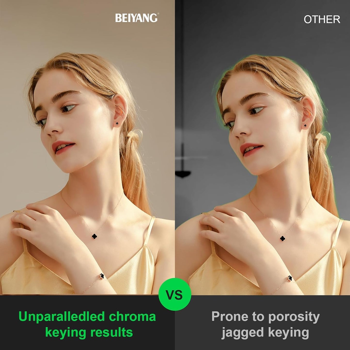 BEIYANG 10 Ft x 12 Ft Photography Backdrop Green Screen, Green Background Non-Reflective Fabric Wrinkle Resistance，Photo Background for Photo Studio Video Film Shooting Props