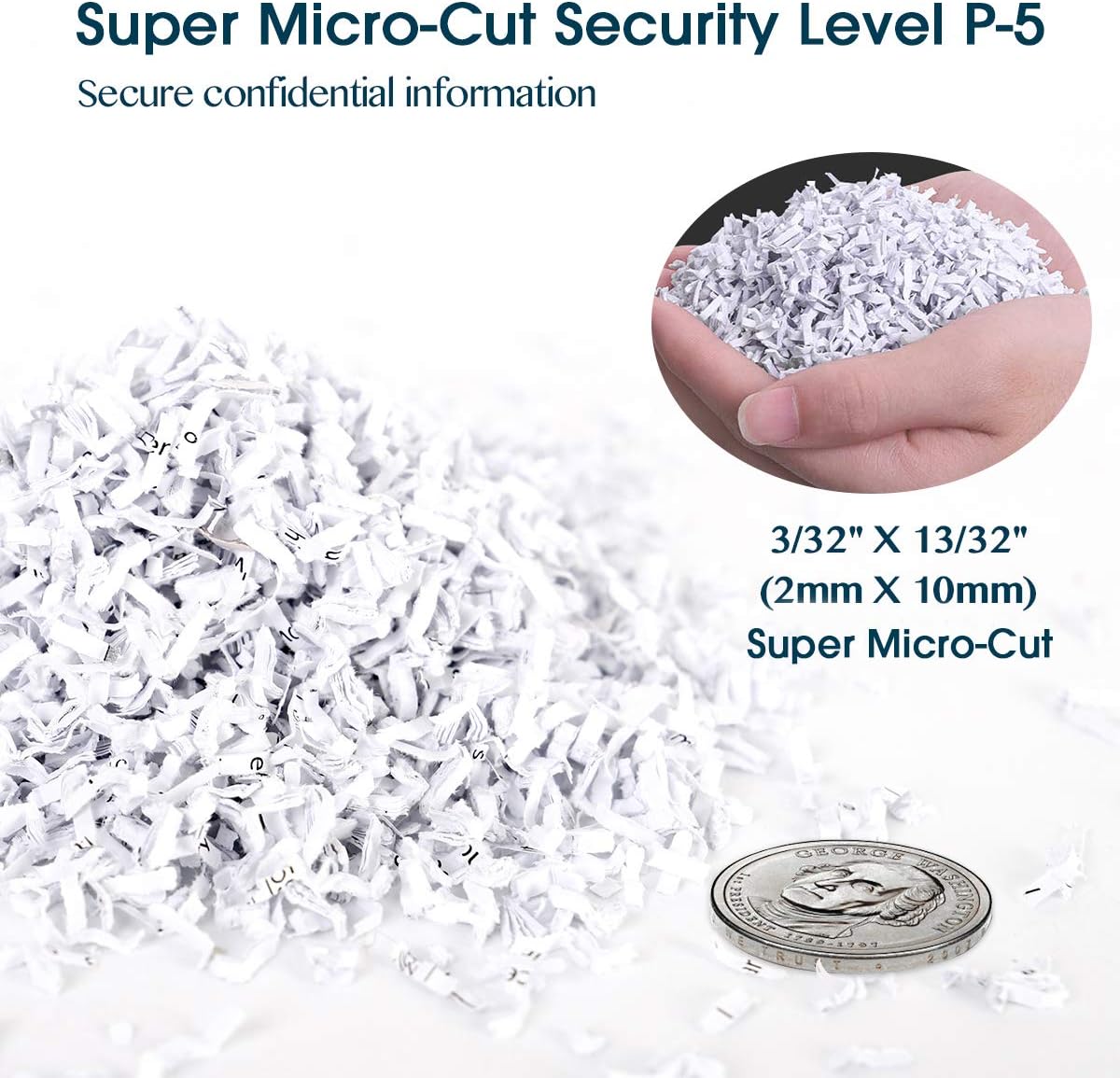 WOLVERINE 15-Sheet Super Micro Cut High Security Level P-5 Heavy Duty Paper/CD/Card Shredder for Home Office, Ultra Quiet by Manganese-Steel Cutter and 8 Gallons Pullout Waste Bin SD9520 (White ETL)