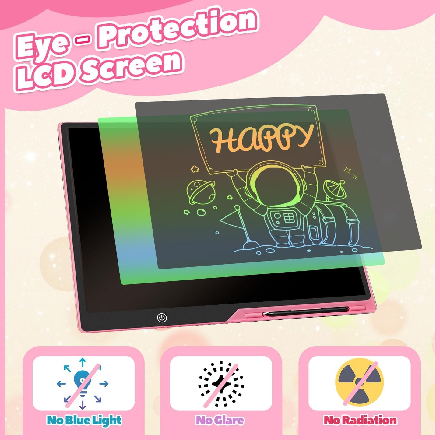 LCD Writing Tablet for Kids, Rechargeable 21 Inch Doodle Board,Easter Basket Stuffers,Preschool Learning Toys Christmas Birthday Gift 3 4 5 6 7 Year Old Girls Boys (Pink)