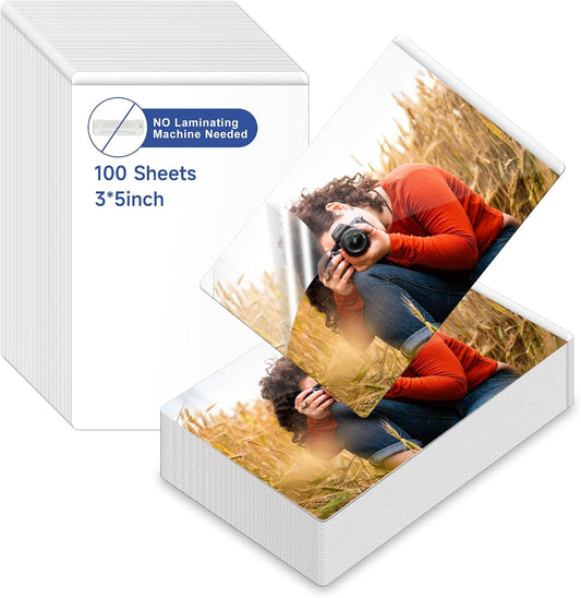 100 Sheets 3x5inch Self Seal Laminating Pouches Self Adhesive Laminating Sheet No Laminating Machine Needed for Photos Index Cards
