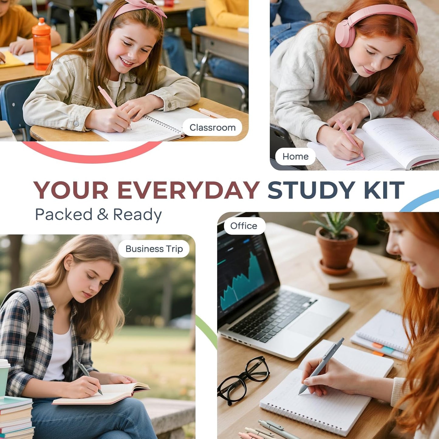 Nicpro 39 PCS Aesthetic School Supplies with Cute Pink Pencil Case, 12 Pastel Highlighters, 5 Quick Dry Black Ink Pens, 6 Mechanical Pencil 0.5 & 0.7 mm for Girls Student Stationary College Essentials