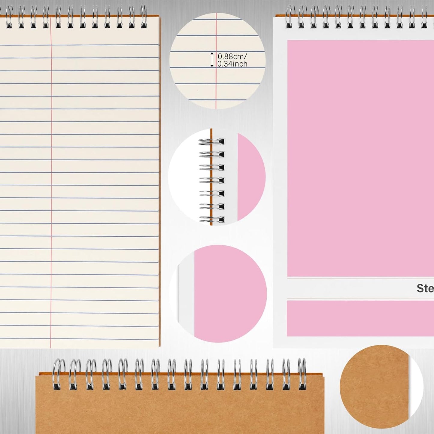 Steno Pads – 6x9 Inches 80 Sheets Steno Notebooks for Writing Notes in School, University, College & Office (2PCS Pink)