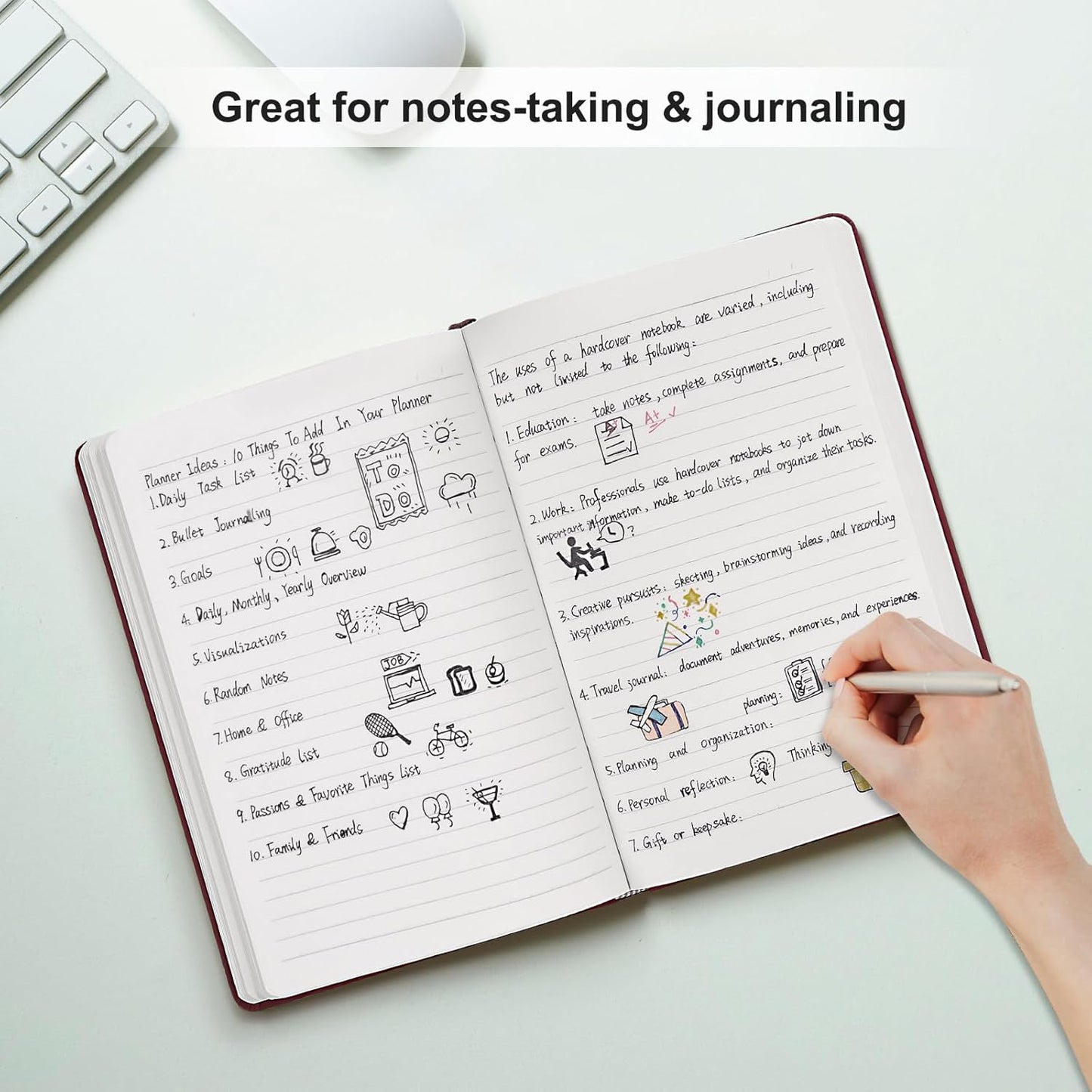 Comix Lined Journal Notebook for Women Men, Journaling Notebooks for Office School Home, Burgundy, 240 Pages, 5.5" x 8.3", College Ruled, A5, Hardcover