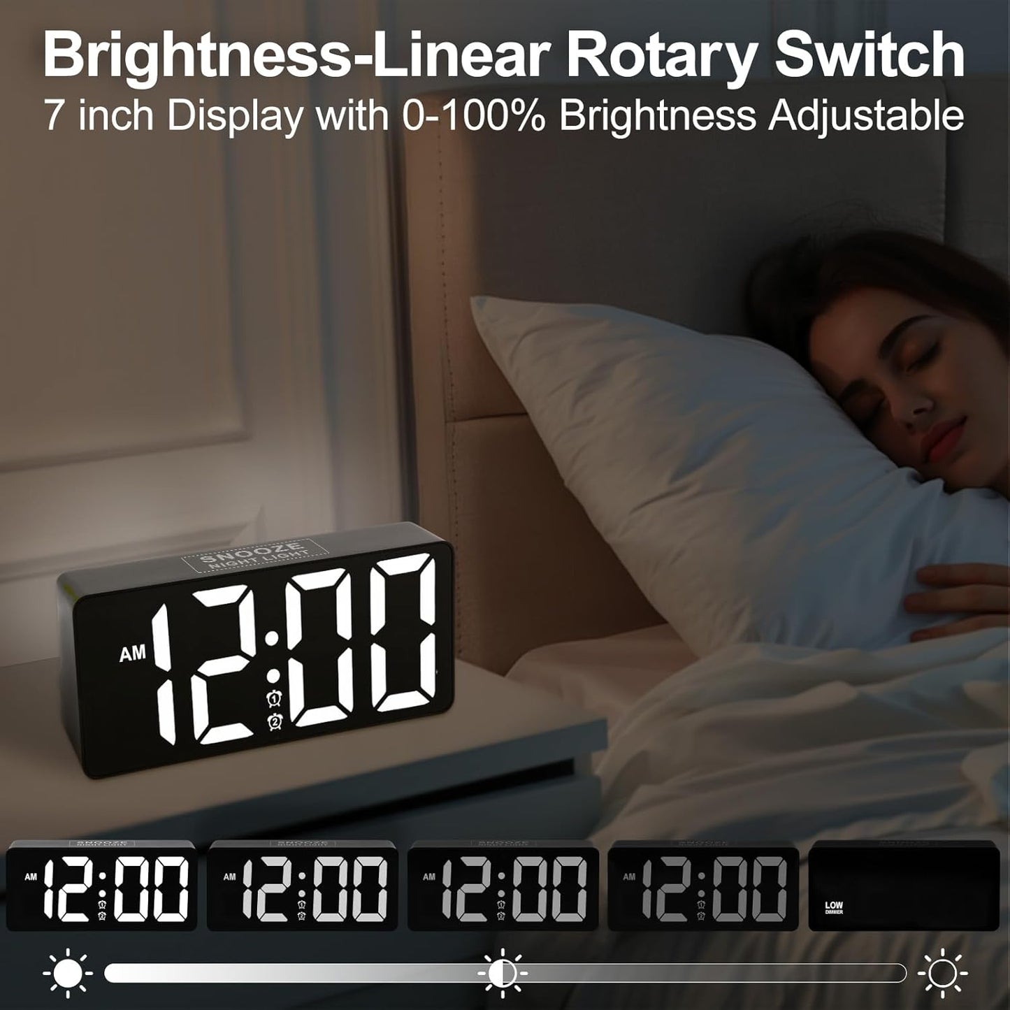 Alarm Clock for Bedroom Heavy Sleepers with Bed Shaker & Night Light-Vibrating Digital Clock Large Dimmable LED Digits with Dual Alarm & Charging Port Table Desk Clock for Hearing Impaired Seniors