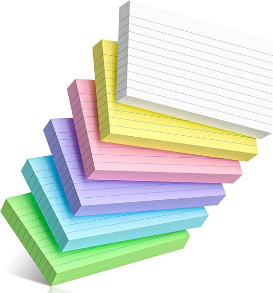 300 Count Colored Index Cards 3 x 5 Inch Ruled Index Cards, Flash Cards College Ruled for School, College, Office and Home Organization, Durable Study To Do List Note Cards with Ruled Lines
