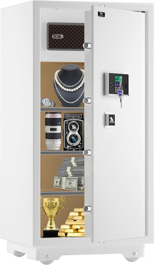 【US STOCK】TIGERKING 11.5 Cubic Feet Extra Large Heavy Duty Safe Box, Home Safe with Double Safety Key Lock and Separate Lock Box, Digital safe with 3 Removable Shelf for Home Hotel Office,180lbs