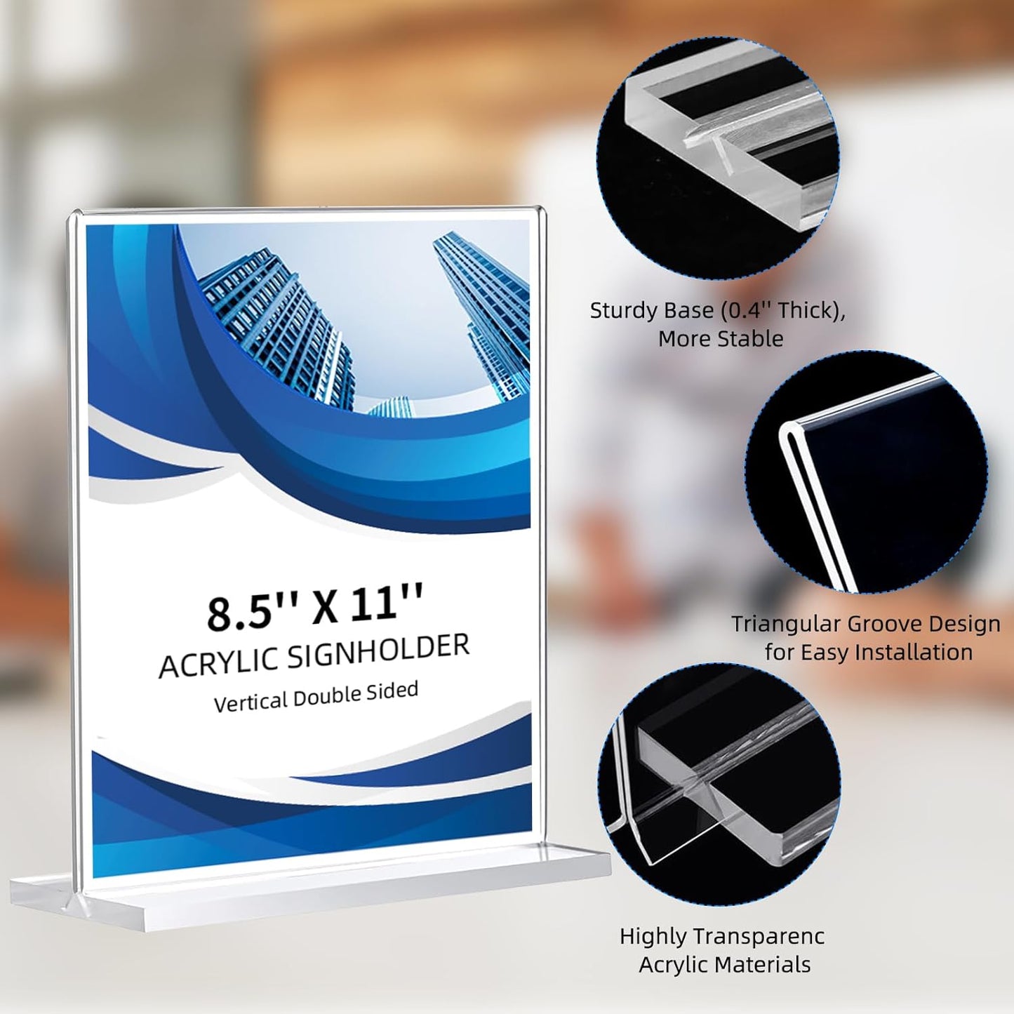 24 Pack Acrylic Sign Holder 8.5 x 11, Double-Sided Clear Sign Holder Plastic Stands for Display, T Shape Acrylic Table Sign Stands for Office Store Restaurants Wedding Party Decoration