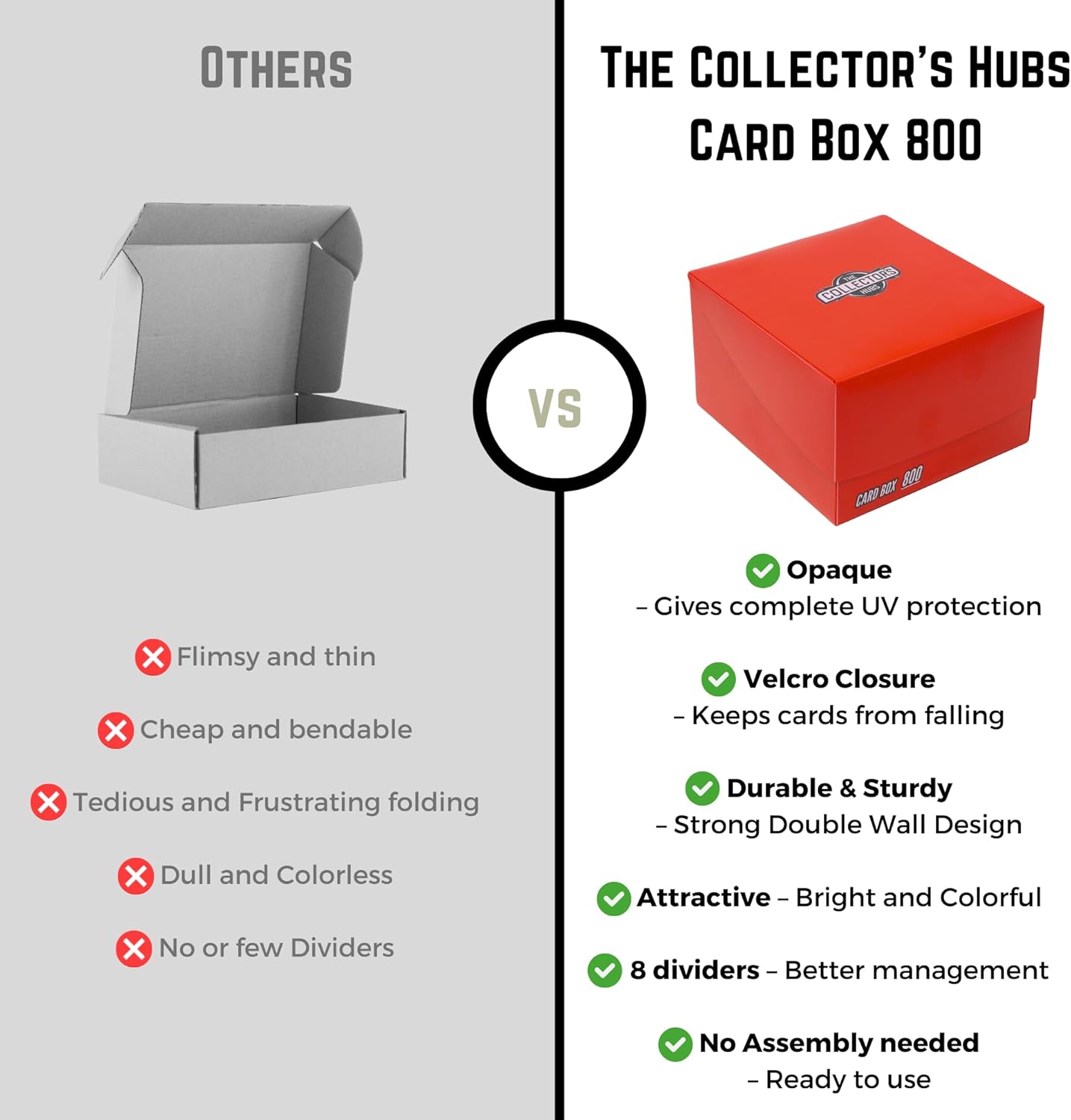 Trading Card Storage Box 800 - Teal | Card Box 800+ holds standard 35pt cards | 4-in-1 Compartments| Strong Double Wall Design | 8 dividers | Sports - Baseball Card Deck Box - Teal