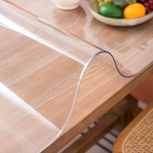 Clear Table Cover Protector, 19 x 39 Inch Table Protector for Dining Room Table, 1.5mm Thick Clear Plastic Table Cover, Pad Mat for Kitchen, Writing Desk Pad for Desktop