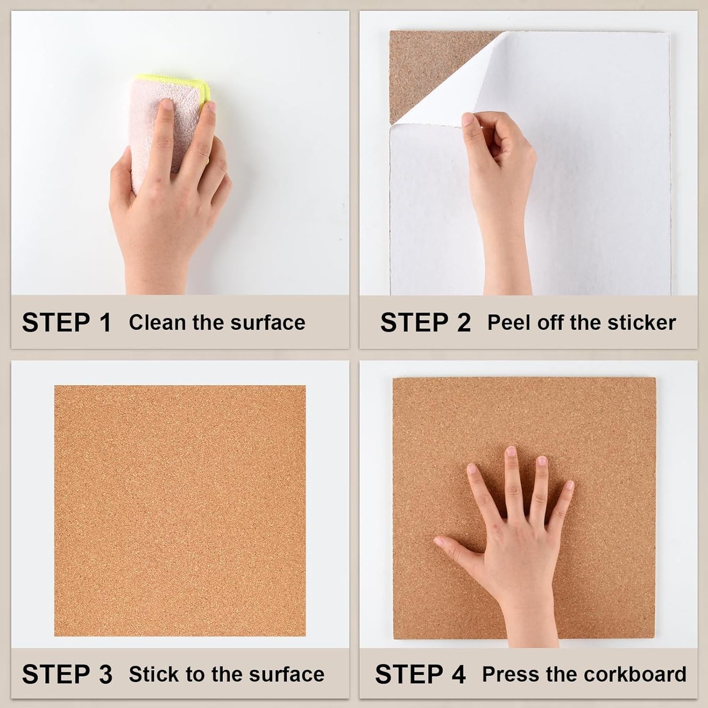 6 Pac Self-Adhesive Square Cork Boards for Wall with 100 Push Pins for Bulletin Boards Cork Wall Home School Office Decorative（12"x12"x1/4" ）