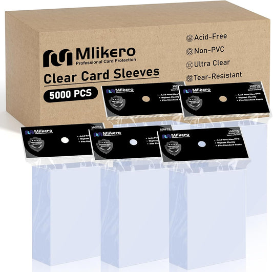 5000 Counts Card Sleeves, Clear Penny Sleeves for Trading Cards, Baseball Card Sleeves, Soft Trading Cards Sleeve Fit for MTG, TCG, Baseball Cards, Football Cards, Game Cards