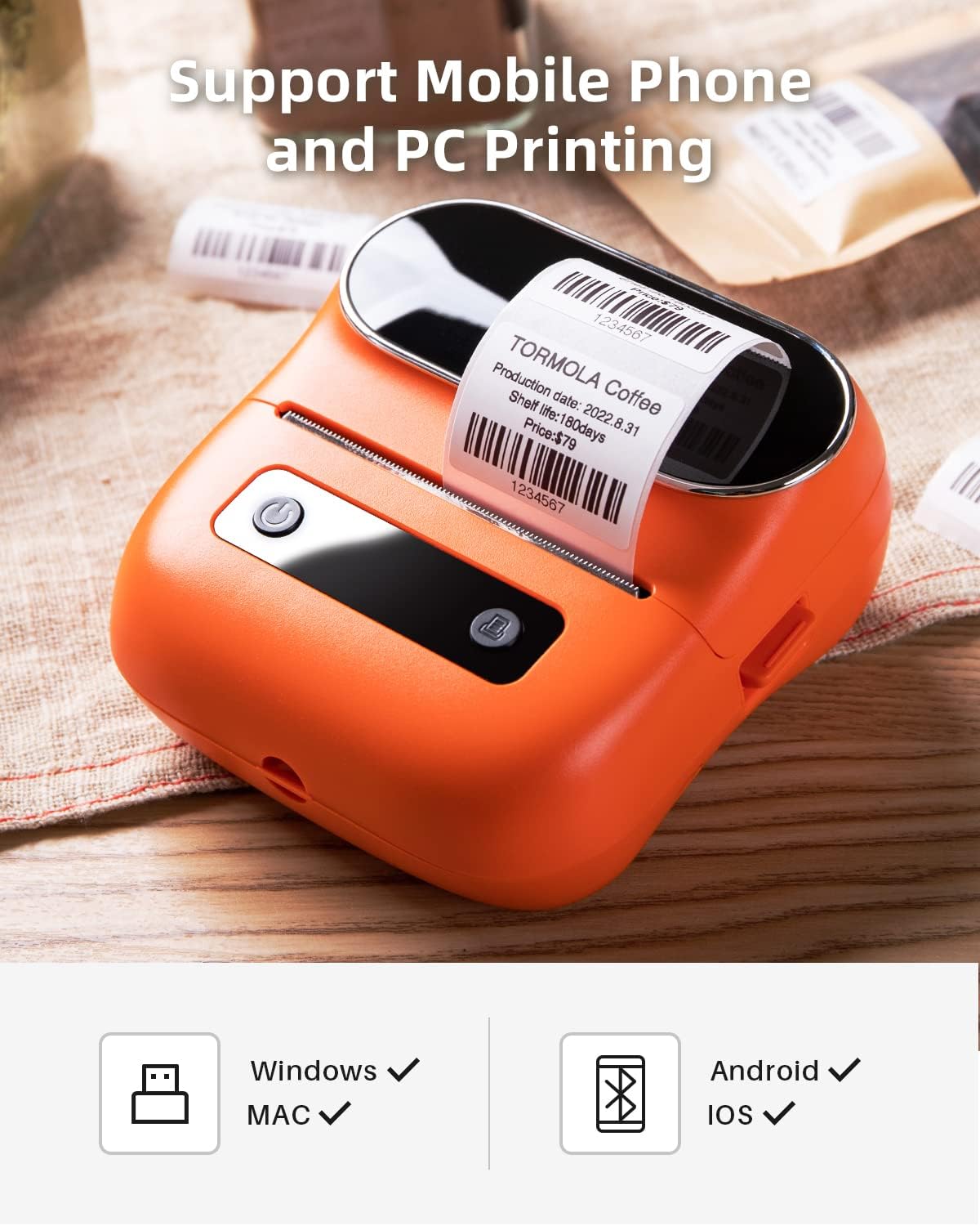 Phomemo M220 Label Maker, Bluetooth Thermal Label Printer for Barcode, Address, Labeling, Mailing, File Folder Label, 3 Inch Label Maker Machine Support Smartphone, Tablet&PC, with 3 Rolls of Labels