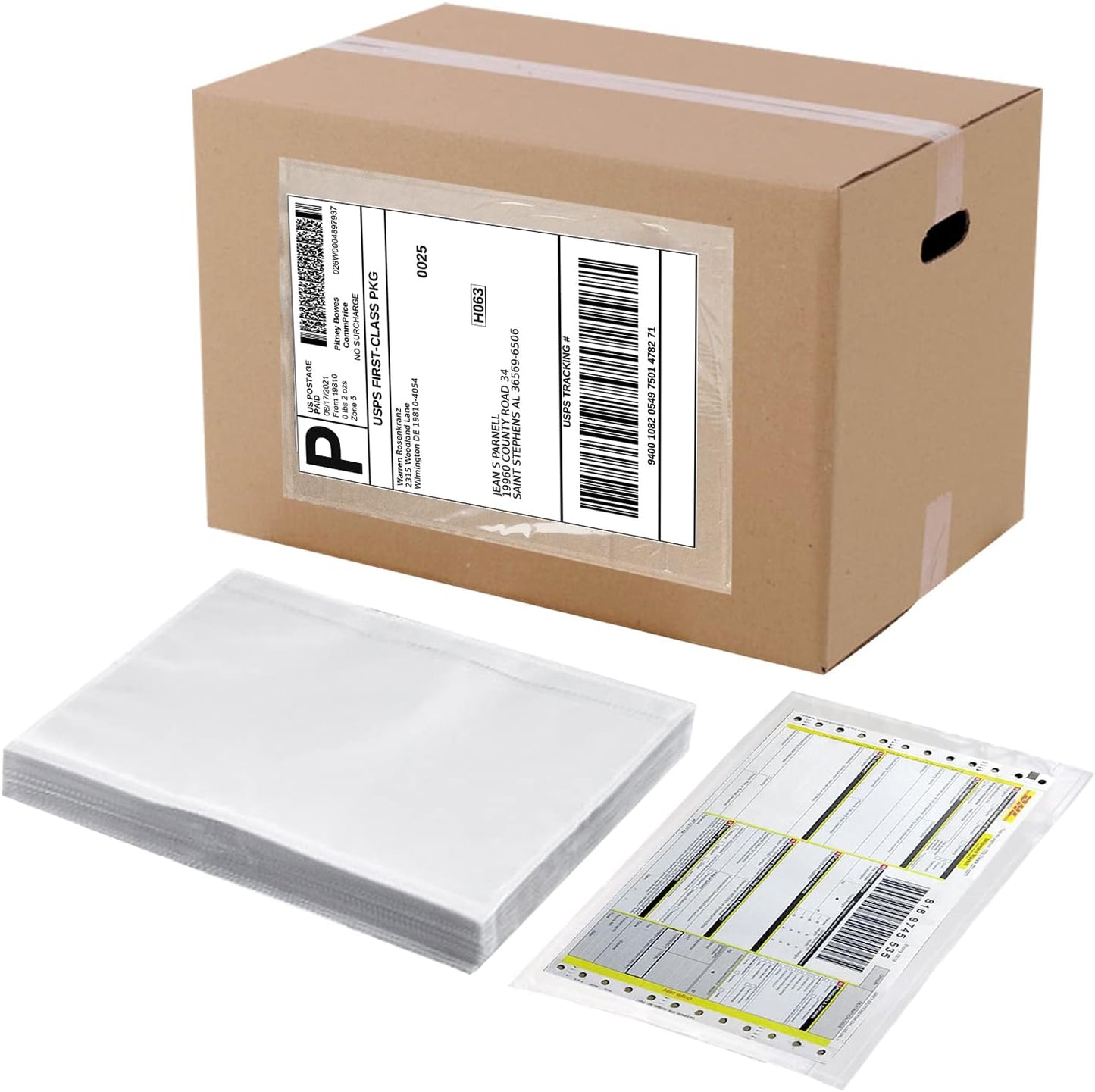 RyhamPaper Packing List Envelopes, Clear 7.5" x 5.5" Self Adhesive Shipping Labels Envelope Pouches (100 PCS)