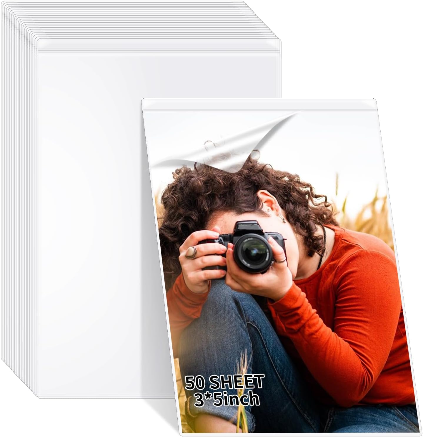50 Sheets 3x5inch Self Seal Laminating Pouches Self Adhesive Laminating Sheet No Laminating Machine Needed for Photos Index Cards