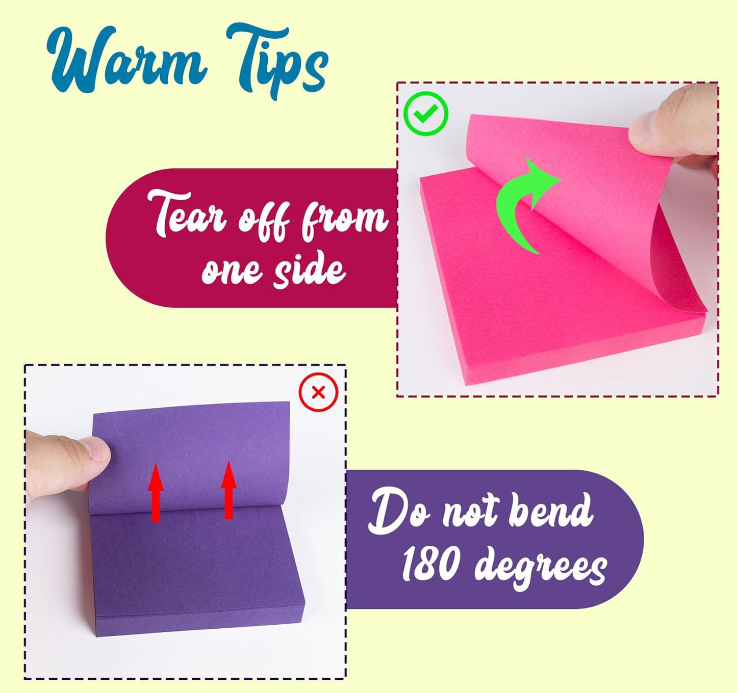 (6 Pack) Sticky Notes Pads,600 Super Adhesive Sticky Notes,3 x 3 Self Sticky Pads,600 Sheets Bulk Notepads,6 Colors Notes Post,Bright Colors Sticky Notepads Easy to Post for Office,Home,School