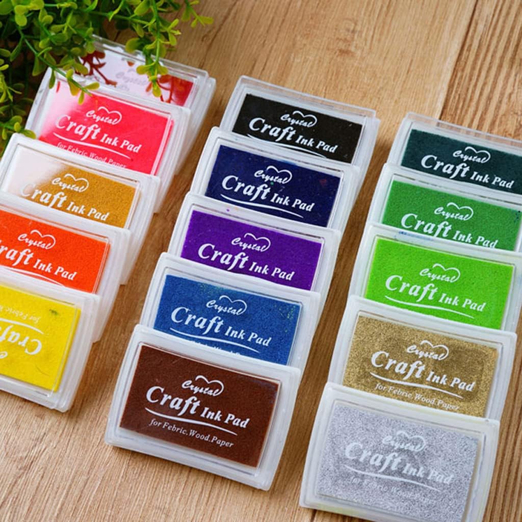 6 Pcs Craft Ink Pad, Washable Ink Pads for Kids Multicolor Ink Pads for Rubber Stamps, Paper, Scrapbooking, Wood Fabric, 6 Unique Pure Colors