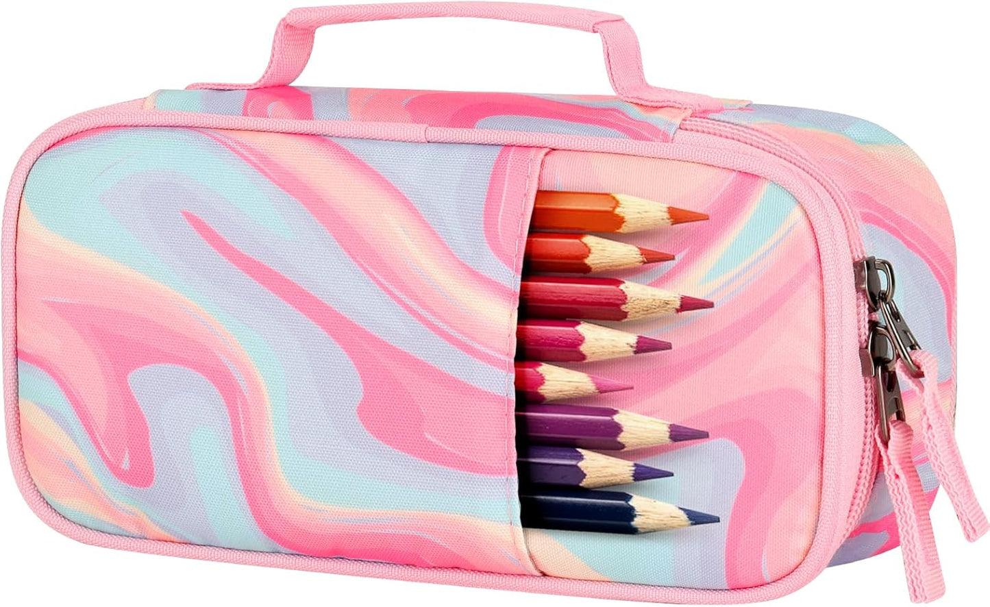 Choco Mocha Fluid Pencil Case for Girls, Soft Pencil Case Kids Pencils Pouch for Kindergarten Girls, Pink