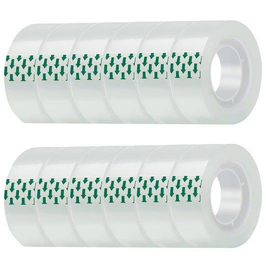 12 Rolls Clear Tape, Transparent Tape Refills, Gift Wrap Tape 3/4 * 1000 inch for Gift Wrapping for Office, Home, School