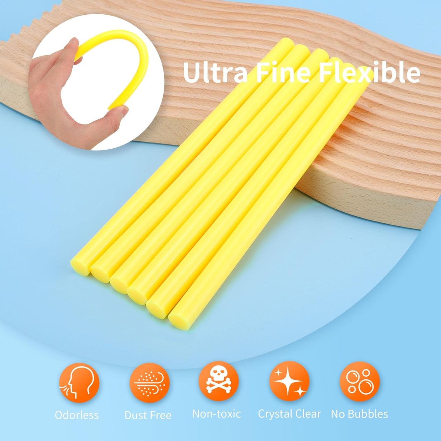 MATUFF Yellow hot Glue Sticks Full Size 0.43” Dia x 8” Long, 52 pcs Hot melt Adhesive Glue Sticks, All-Purpose Colored Glue Gun Sticks for Christmas Decoration Crafts Arts School Home Repair Bonding